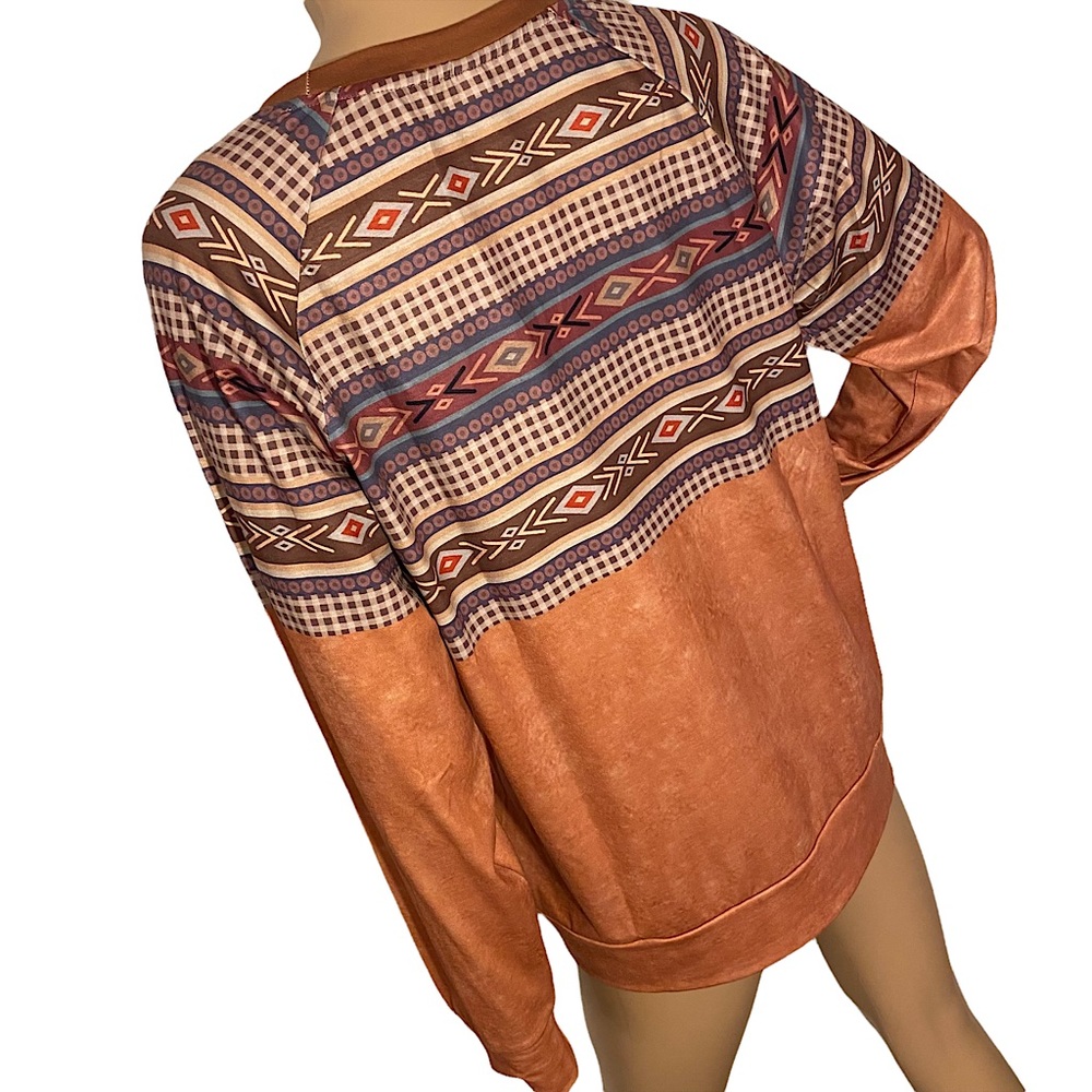 🆕 EXCLUSIVE  | SOUTHWESTERN CHECKERED SWEATSHIRT TOP  SZ L - Picture 6 of 15